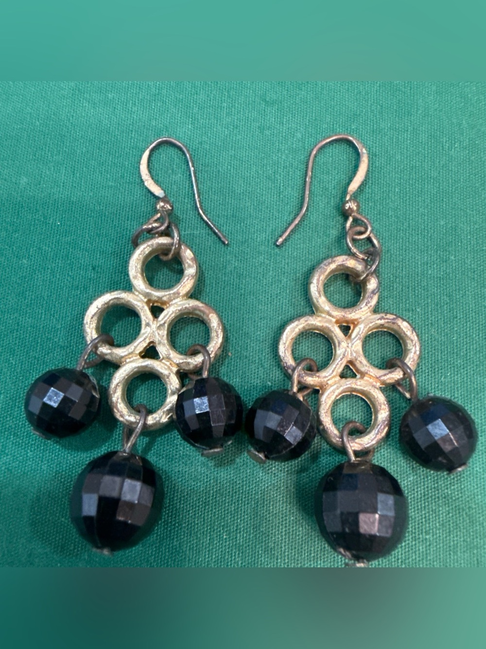 Gold and Black Dangle Earrings  33F